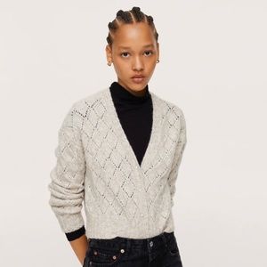 NWT Mango Oatmeal Cropped Cardigan | Size L